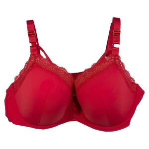 Adore Me 44DD Bra‎ Red Lace Full Coverage Sexy Strappy Adjustable Straps 183